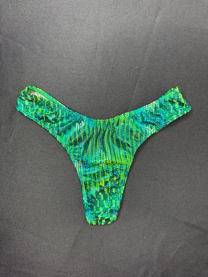 Green Animal Print/Green Fishnet One-Piece Cheeky Thong Lingerie Outfit