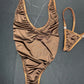 Chocolate/Metallic Chocolate One-Piece Lingerie Outfit