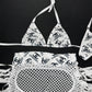 White/Black Designer Bikini Top/Chap Shorts Two-Piece Lingerie Outfit