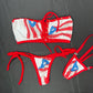 Puerto Rico Print Spandex Tube-Top/Side-Tie Bikini Bottoms Two-Piece Lingerie Outfit