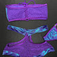 Metallic Purple/Purple Fishnet Spandex Tube Top/Shorts Two-Piece Lingerie Outfit