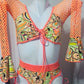 Cosmic Orange Fringe Two-Piece Exotic Dancer Outfit