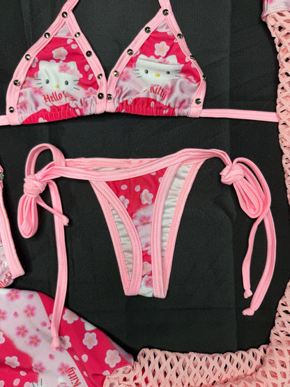 Baby Pink/Pink Spandex Kitty Leg Lingerie Outfit