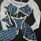 Denim Print/White Mesh Stripper Outfit