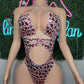 Pink/Silver Metallic Spandex One-Piece Lingerie Outfit