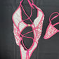 White/Baby Pink VELVET Designer One-Piece Lingerie Outfit