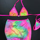 Tie Dye Spandex Two-Piece Skirt Lingerie Outfit