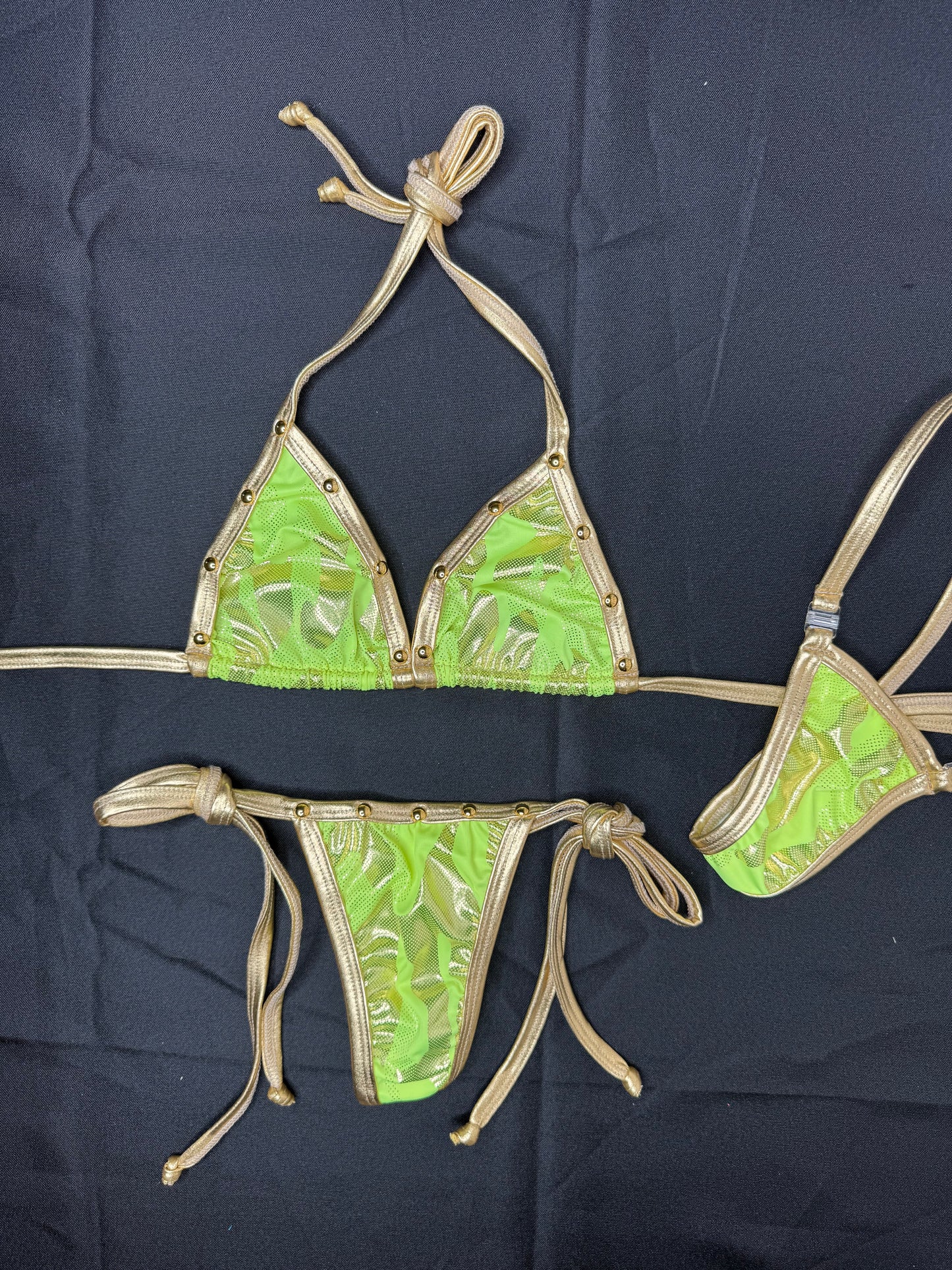 Yellow/Gold Spandex Two-Piece Lingerie Outfit