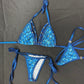Metallic Royal Blue Two-Piece Bikini Lingerie Outfit