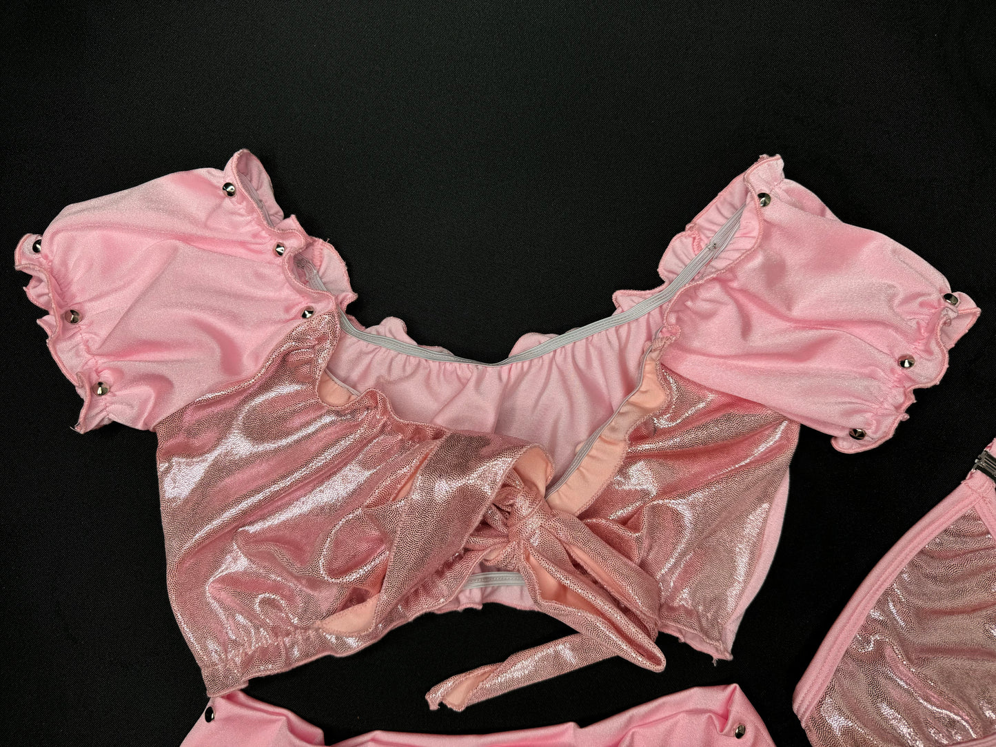 Mystic Pink/Baby Pink Two-Piece Skirt Lingerie Outfit