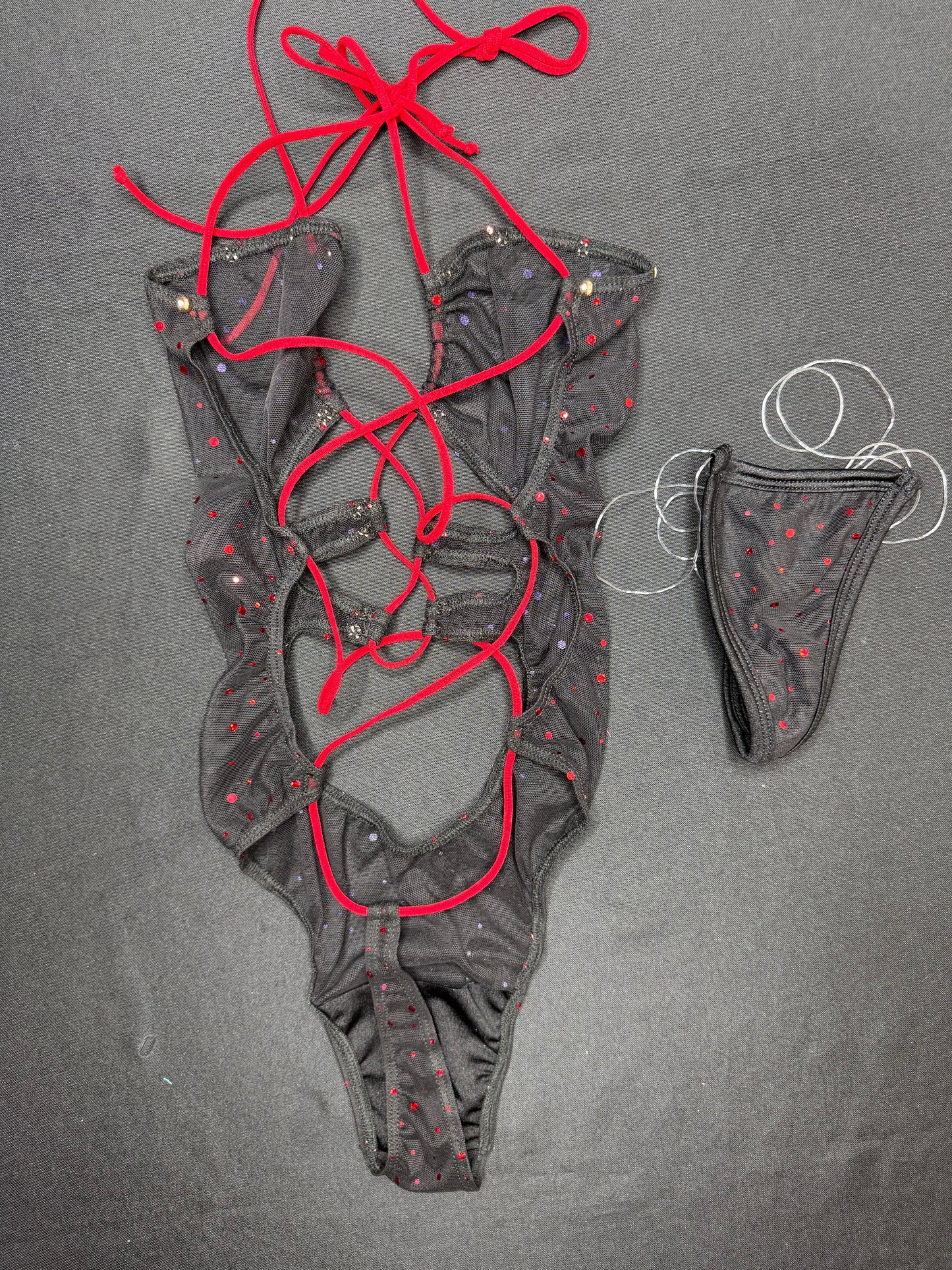 Black Sparkle Mesh One-Piece Lingerie Outfit