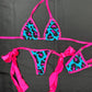 Blue Animal Print/Hot Pink Two-Piece Lingerie Outfit