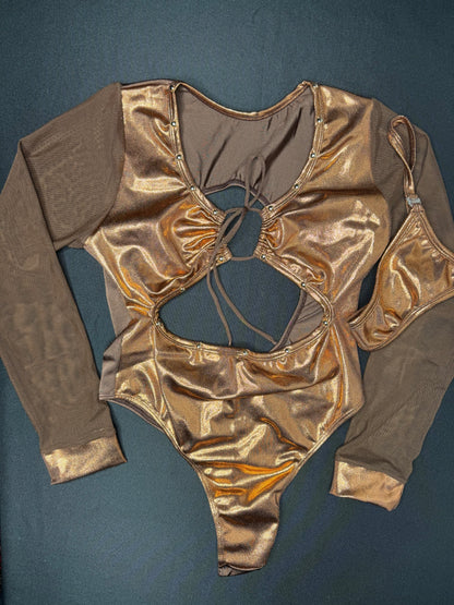 Mocha/Bronze One-Piece Leotard Lingerie Outift