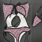 Pink Cheetah Print Spandex One-Piece Lingerie Outfit
