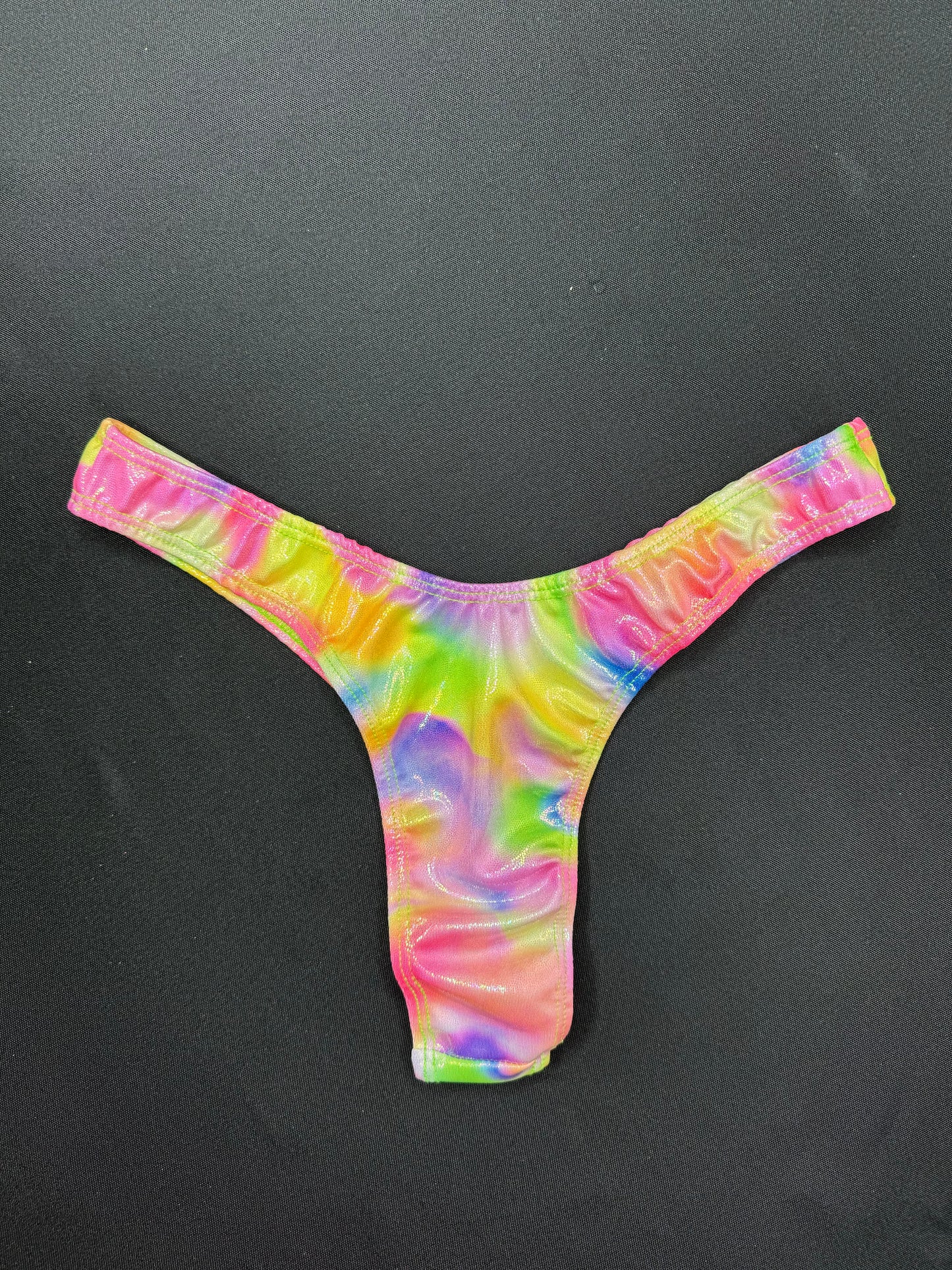 Rainbow Spandex/Neon Mesh One-Piece Lingerie Outfit with Cheekie Thong Lingerie Outfit