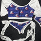 Patriots Print/White Spandex Short Sleeve Top/Bikini Bottoms Two-Piece Lingerie Outfit