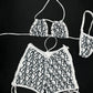 White/Black Designer Two-Piece Bikini/Shorts Lingerie Outfit