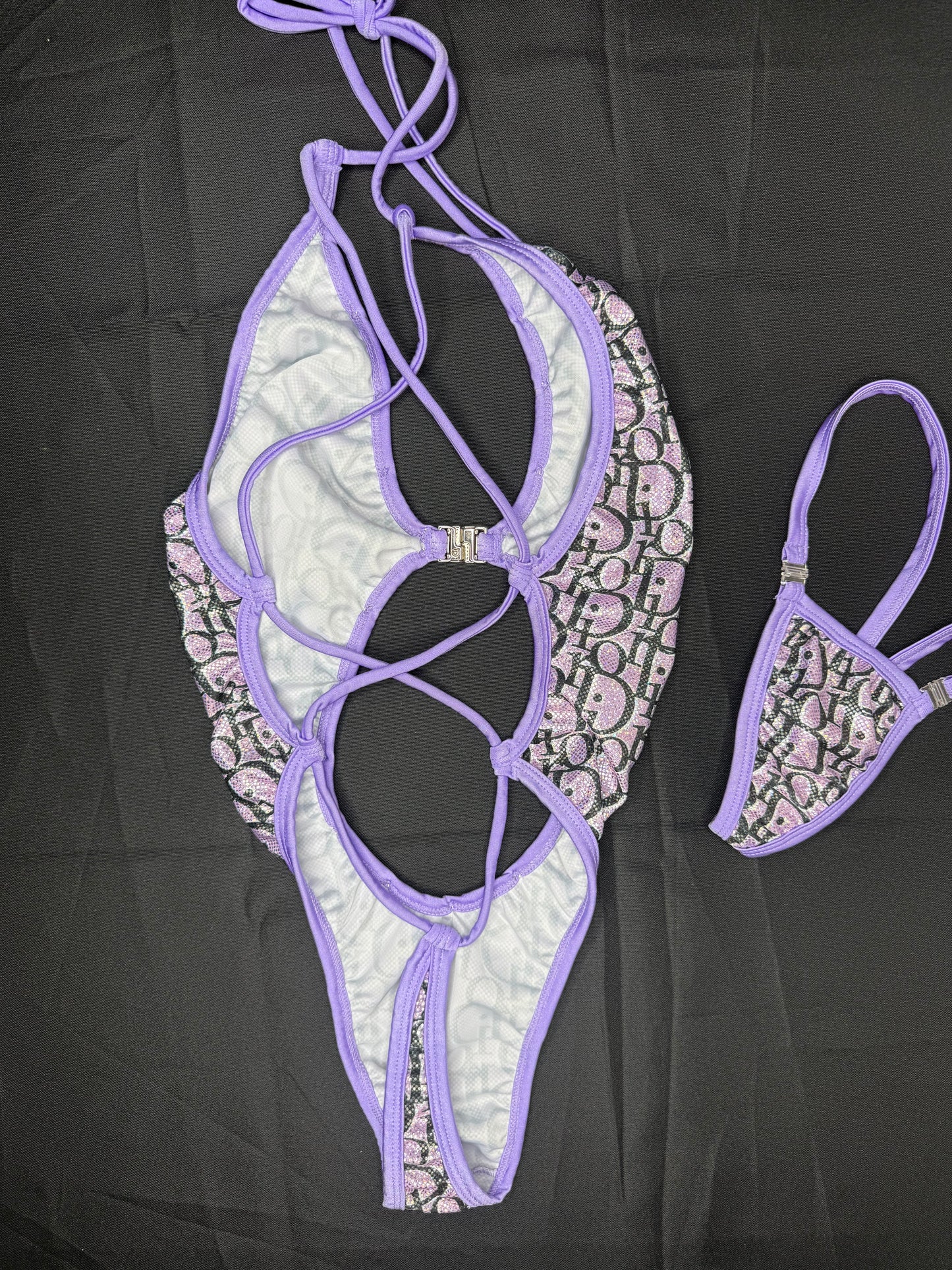 Holographic Designer Lavender One-Piece Lingerie Outfit