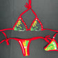 Bob Marley One Love Print/Red Spandex Two-Piece Bikini