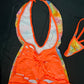 Orange/Multi Color Spandex One-Piece Lingerie Outfit