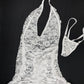 White Lace Sequins One-Piece Ripped Back Lingerie Outfit