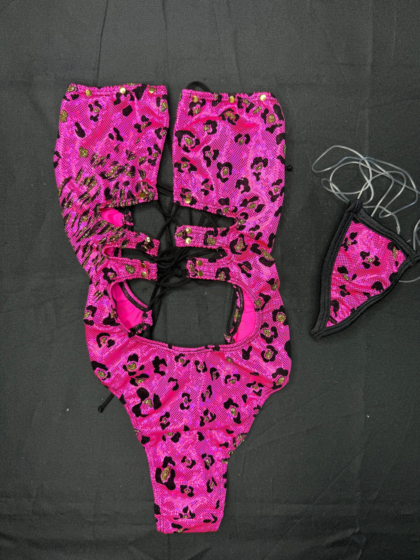 Hot Pink Spandex One-Piece Lingerie Outfit