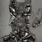 Black Latex One-Piece Sleeveless Romper Lingerie Outfit