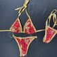 Gold/Red Ombré Two-Piece Bikini Lingerie Outfit