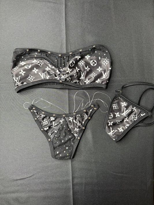 Black/White Tube Top Two-Piece Exotic Dancer Outfit