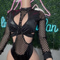 Black Fishnet Spandex Romper Lingerie Outfit