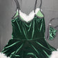 Green Velvet Christmas Lingerie Skirt