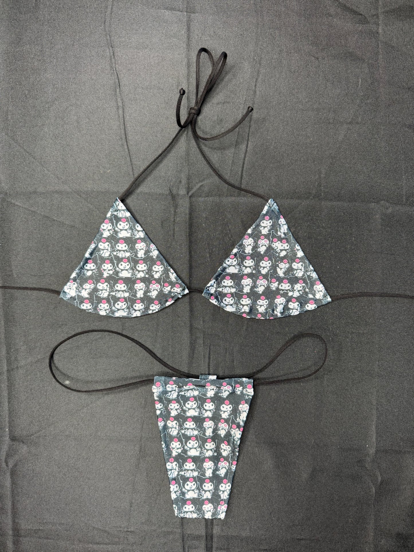Kuromi Spandex Two-Piece Micro Bikini Lingerie Outfit
