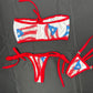 Puerto Rico Print Spandex Tube-Top/Side-Tie Bikini Bottoms Two-Piece Lingerie Outfit