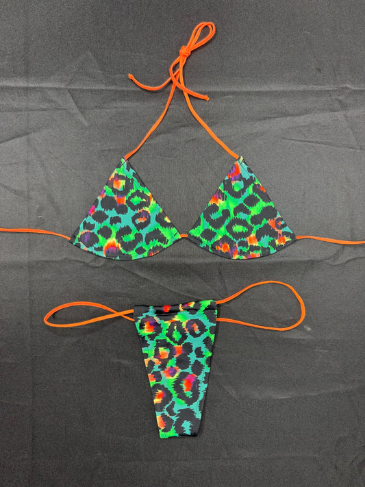 Animal Print Spandex Micro Bikini Lingerie Outfit