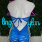Royal Blue Mesh/Stretch Fabric Chrome Fringe Romper