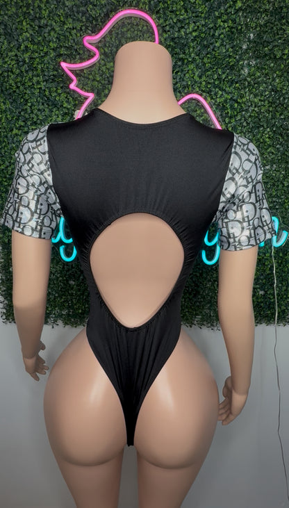 Holographic Silver Designer Leotard One-Piece Lingerie Outfit