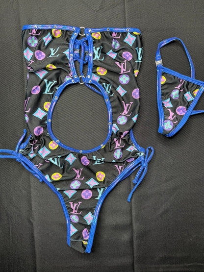Purple/Black One-Piece Exotic Dancer Outfit
