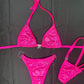 Hot Pink Spandex Two-Piece Bikini Lingerie Outfit