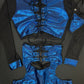Blue Microdot Spandex/Black Mesh Long Sleeve Top/Shorts Two-Piece Lingerie Outfit