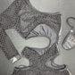 Metallic Black Spandex/Fishnet Single Sleeve One-Piece Romper Lingerie Outfit