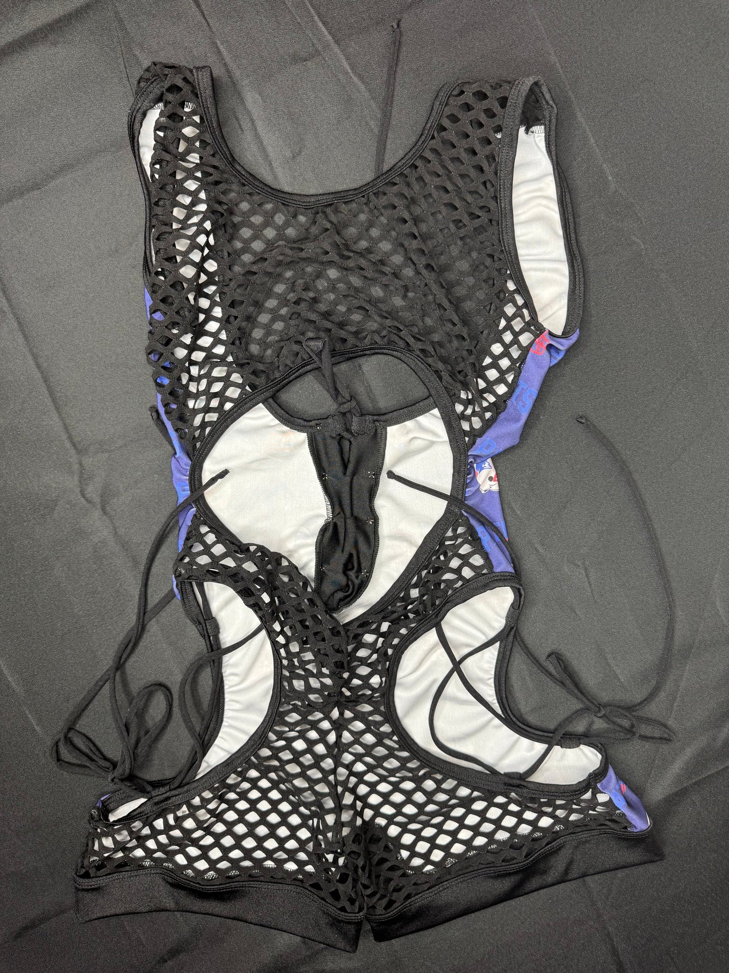 Patriots Print/Black Spandex One-Piece Lingerie Outfit