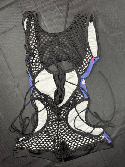 Patriots Print/Black Spandex One-Piece Lingerie Outfit