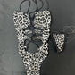 Silver/Black Cheetah Animal Print Print One-Piece Lingerie Outfit