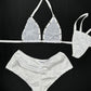 White Sparkle Mesh/White Spandex Two-Piece Shorts Lingerie Outfit