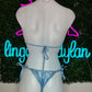 Metallic Baby Blue Two-Piece Bikini Outfit Exotic Dancer Lingerie