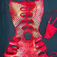 Red Ombré Fishnet One-Piece Lingerie Outfit