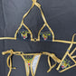 Gold/Designer Tiger Spandex Two-Piece Lingerie Outfit