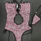 Pink Cheetah Print Spandex One-Piece Lingerie Outfit