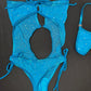 Turquoise Mesh/Metallic Turquoise Spandex One-Piece Lingerie Outfit