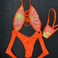 Metallic Orange Spandex One-Piece Lingerie Outfit